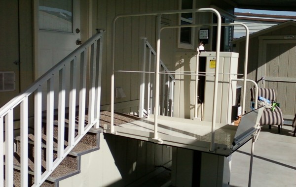 Mac's PL-50 home wheelchair lift, available to rent from Electropedic