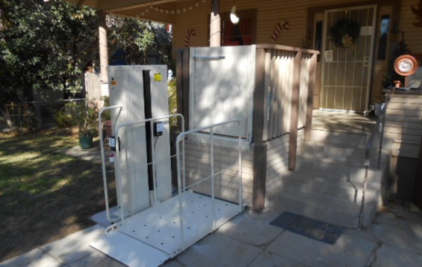 Residential vertical platform lift installation, available used at Electropedic