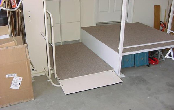 Mac's platform lift with 90-degree exit, available used at Electropedic